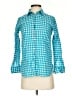 J.Crew Checkered-gingham Teal Long Sleeve Button-Down Shirt Size 2 (petite) - photo 1
