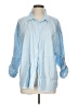 Babaton 100% Lyocell Blue 3/4 Sleeve Button-Down Shirt Size L - photo 1