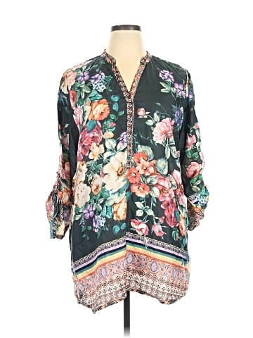 Johnny Was 3/4 Sleeve Silk Top (view 1)