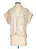 Emily McCarthy Stripes Tan Short Sleeve Blouse Size S - photo 1
