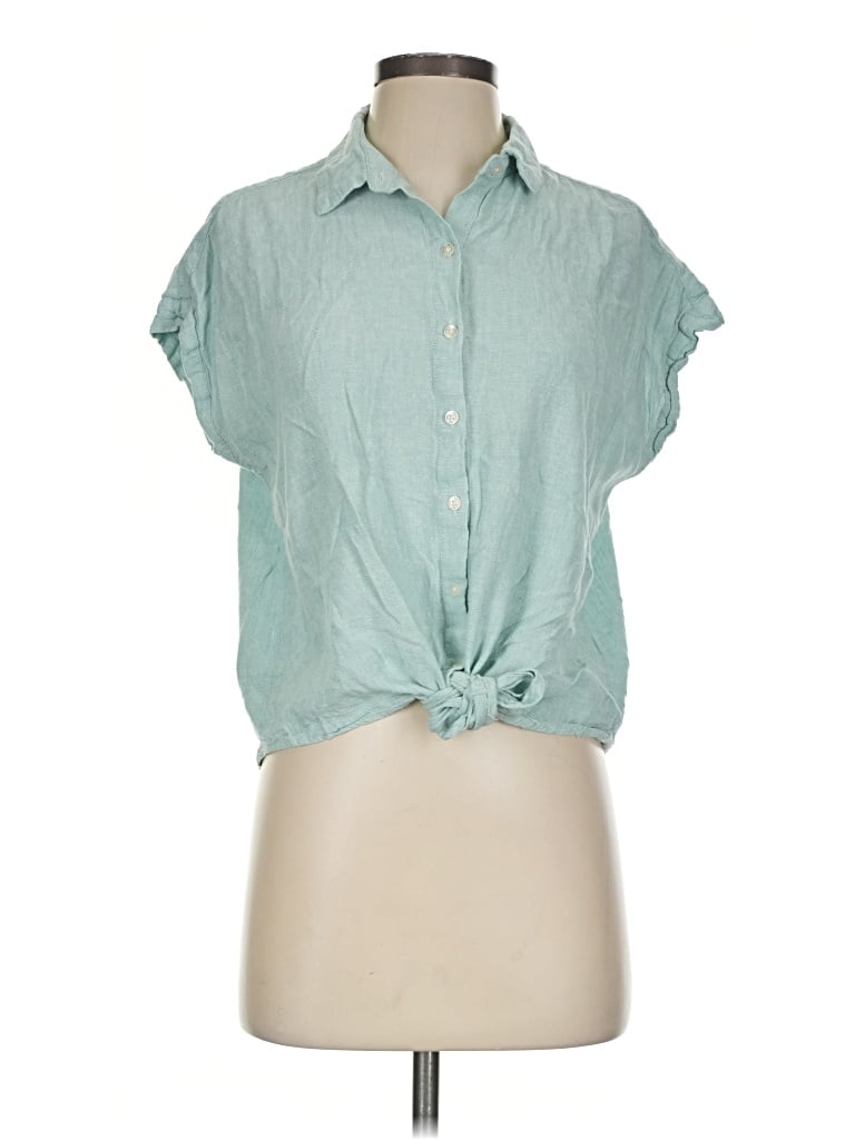 Pre-owned Weatherproof Short Sleeve Blouse In Teal