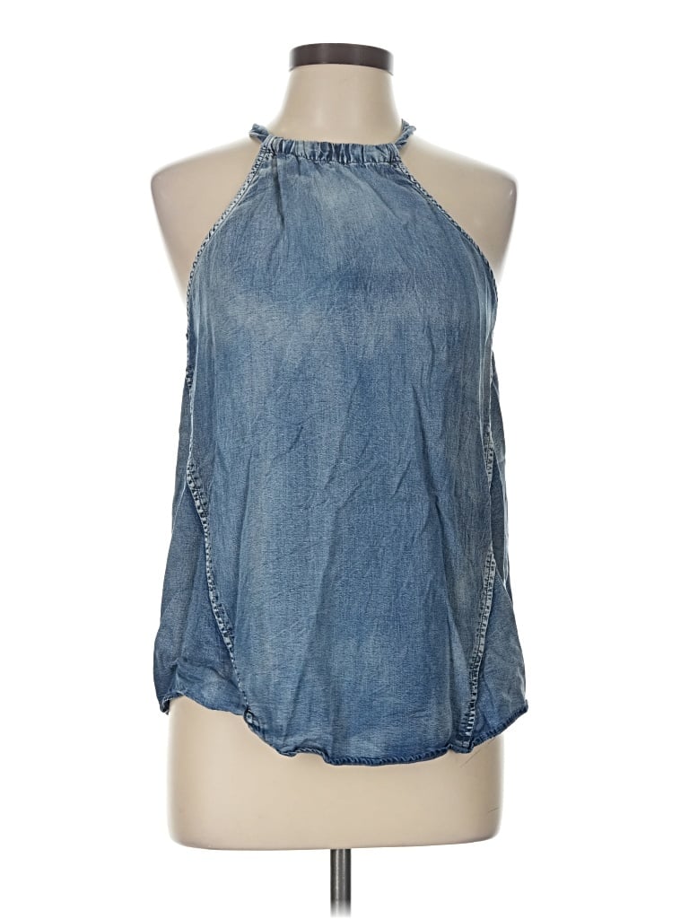 Pre-owned Mustard Seed Tank Top Blue Halter Neckline Tops