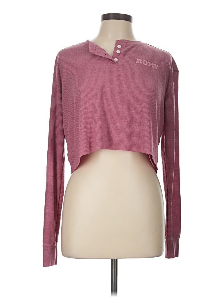 Pre-owned Roxy Long Sleeve Henley Shirt In Pink