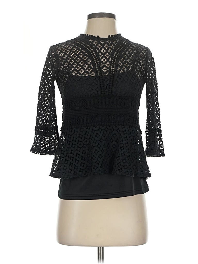 Pre-owned Hazel 3/4 Sleeve Blouse In Black