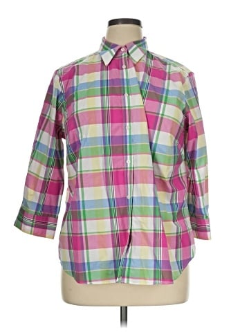 Chaps 3/4 Sleeve Button-Down Shirt (view 1)