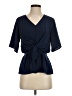 Mi ami 100% Polyester Blue Short Sleeve Blouse Size S - photo 1
