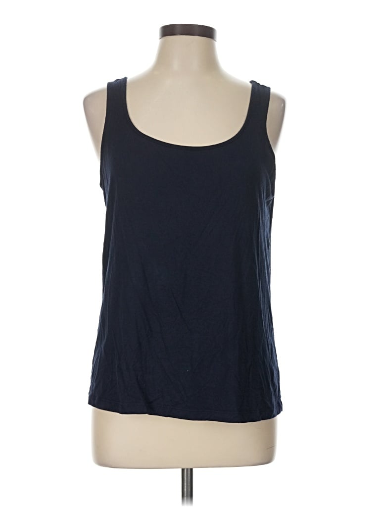 Pre-owned Comfy Usa Tank Top Blue Halter Neckline Tops