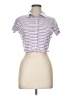 Unbranded Stripes Purple Short Sleeve Button-Down Shirt Size L - photo 1