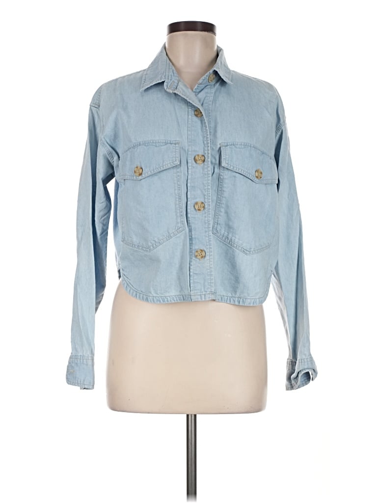 Pre-owned Z Supply Long Sleeve Button Down Shirt In Blue