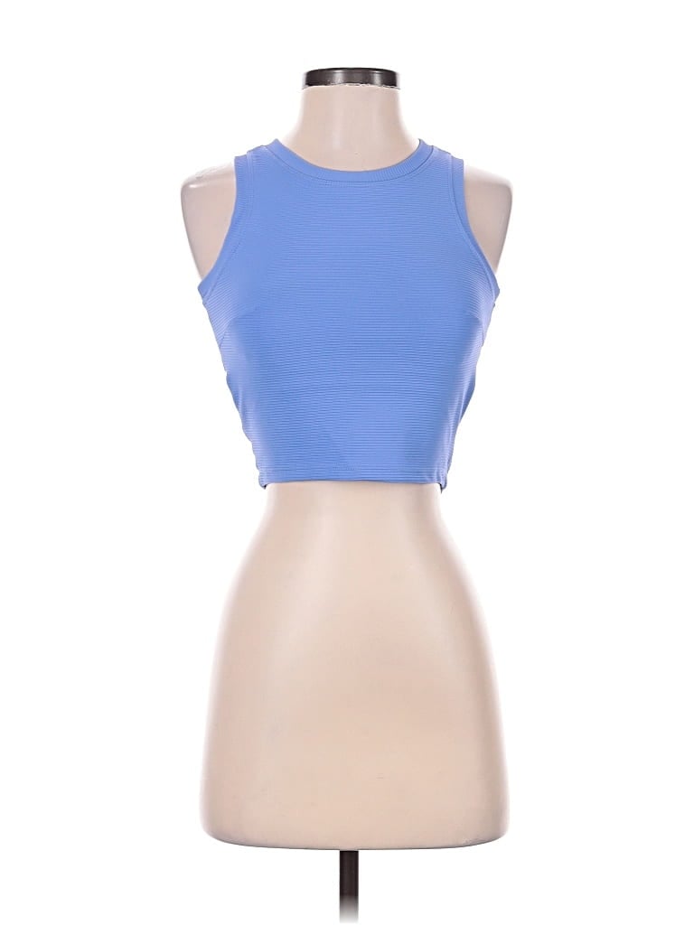 Pre-owned Move Theology Tank Top Blue Halter Neckline Tops