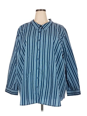 Roaman's 3/4 Sleeve Button-Down Shirt (view 1)