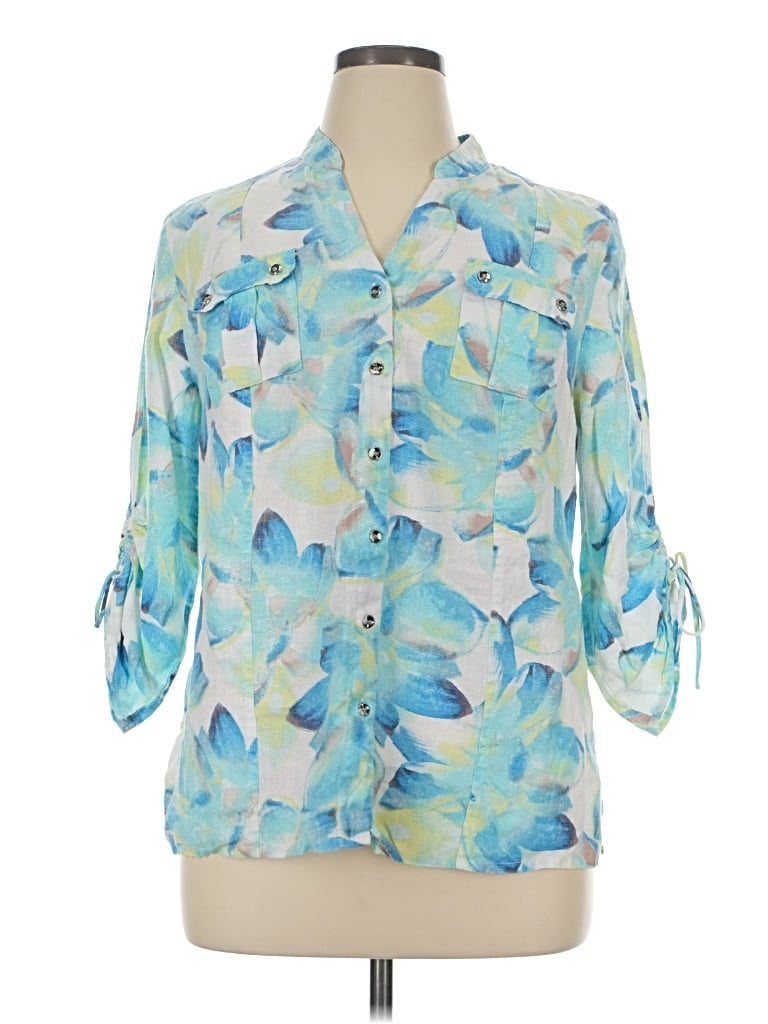 Pre-owned Jm Collection 3/4 Sleeve Blouse In Blue