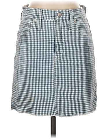 Madewell Stretch Straight Mini Skirt in Gingham: Raw-Hemmed Edition (view 1)