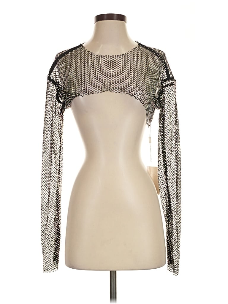 Unbranded Long Sleeve Top Silver Keyhole Neckline Tops
