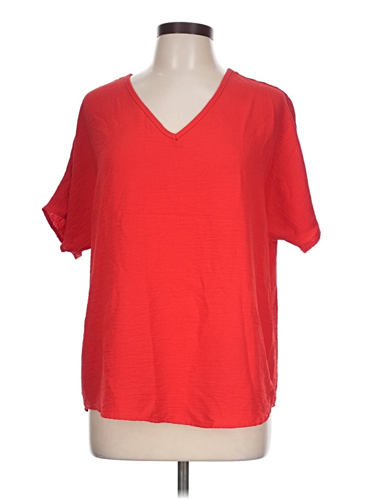 Pre-owned Entro Short Sleeve Top Red V-neck Tops
