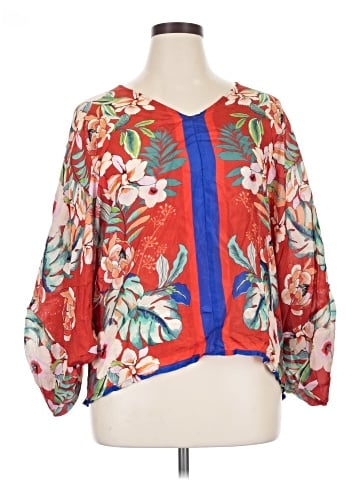 Johnny Was 3/4 Sleeve Silk Top (view 1)