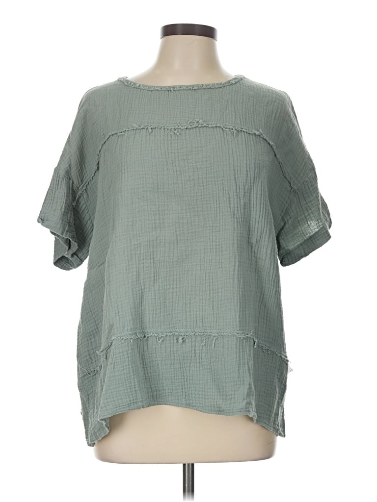 Pre-owned Easel Short Sleeve Blouse In Green