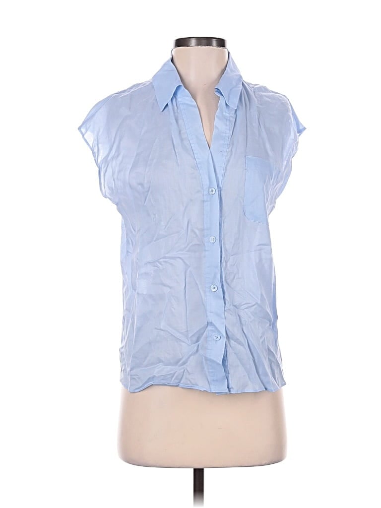 Pre-owned Current Air Sleeveless Button Down Shirt In Blue