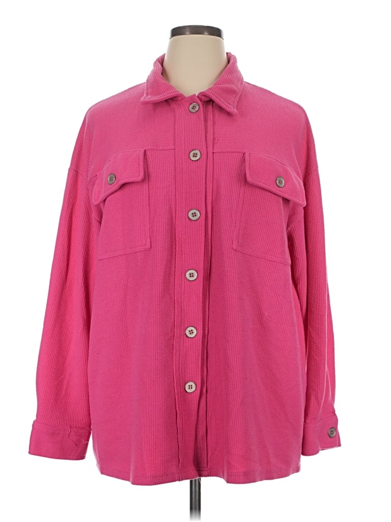 Pre-owned Entro Long Sleeve Button Down Shirt In Pink