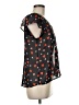 Maison Jules 100% Polyester Hearts Black Short Sleeve Blouse Size M - photo 4
