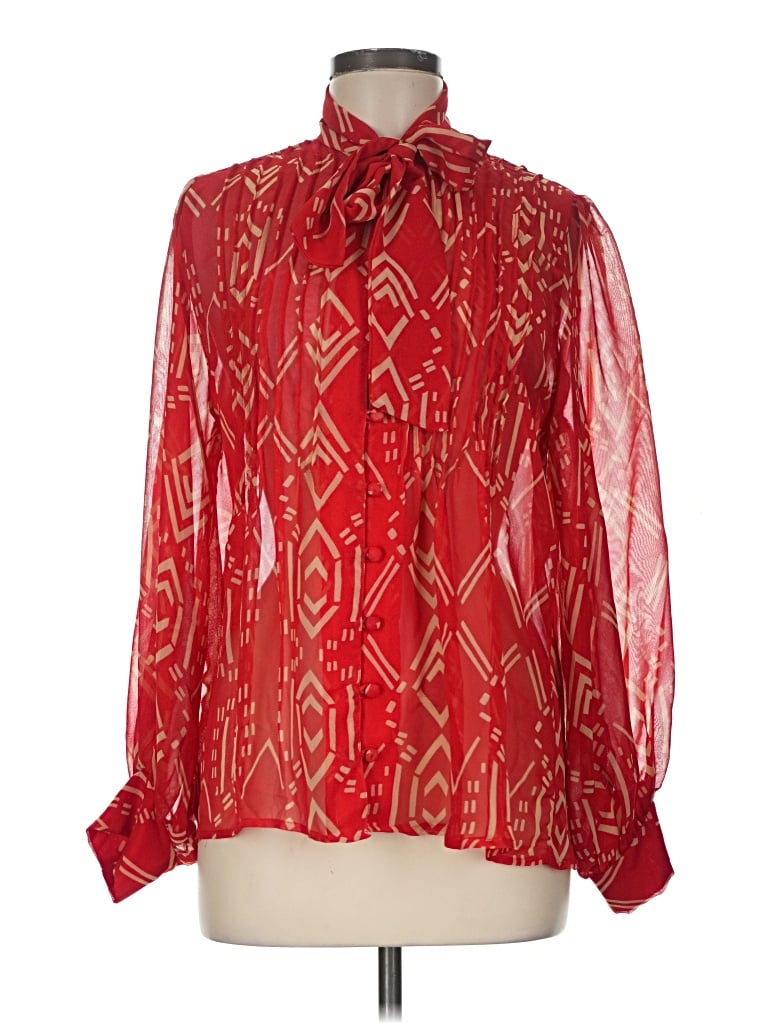 Pre-owned Angie Long Sleeve Blouse In Red