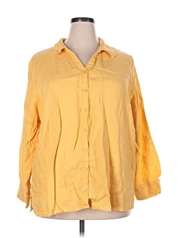Ulla Popken 3/4 Sleeve Button-Down Shirt (view 1)