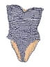 J.Crew Checkered-gingham Blue One Piece Swimsuit Size 8 - photo 1