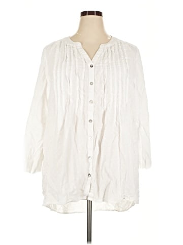 Roaman's 3/4 Sleeve Button-Down Shirt (view 1)