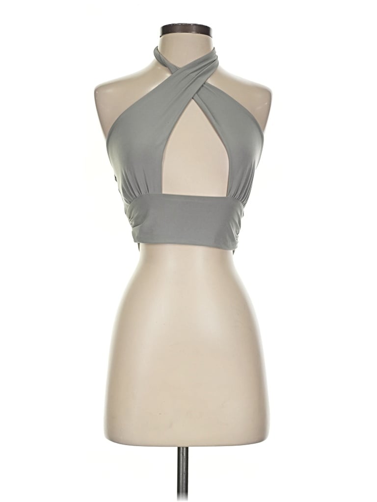 Pre-owned Papaya Halter Top Gray Halter Neckline Tops