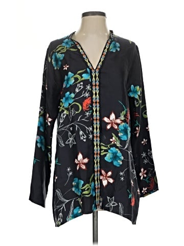 Johnny Was 3/4 Sleeve Silk Top (view 1)