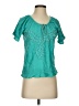 Just Class 100% Cotton Teal Short Sleeve Blouse Size S - photo 1