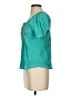 Just Class 100% Cotton Teal Short Sleeve Blouse Size S - photo 5