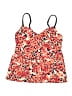 Lands' End Floral Orange Red Swimsuit Top Size 8 - photo 1