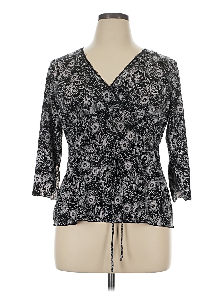 Pre-owned Self Esteem 3/4 Sleeve Blouse In Black