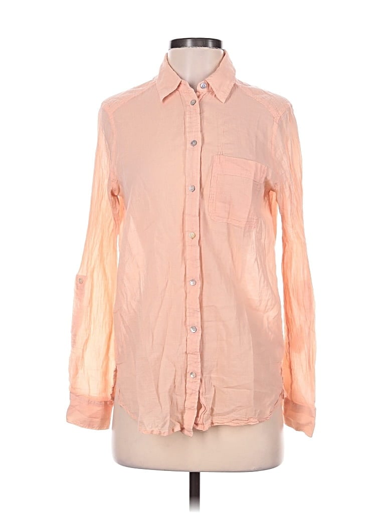 Pre-owned Express Long Sleeve Button Down Shirt In Orange