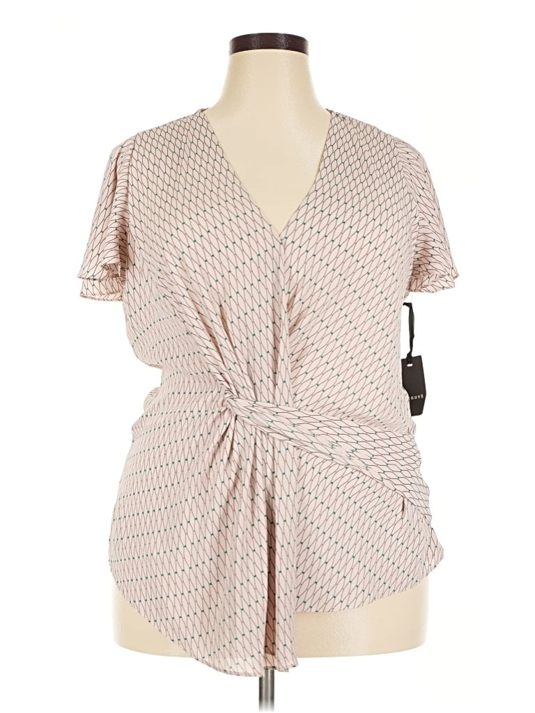 Pre-owned Trouve Short Sleeve Blouse In Tan