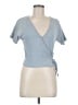 Madewell Blue Ribbed Wrap Crop Top Size M - photo 1