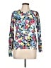August Silk Floral Blue Pullover Sweater Size L - photo 1