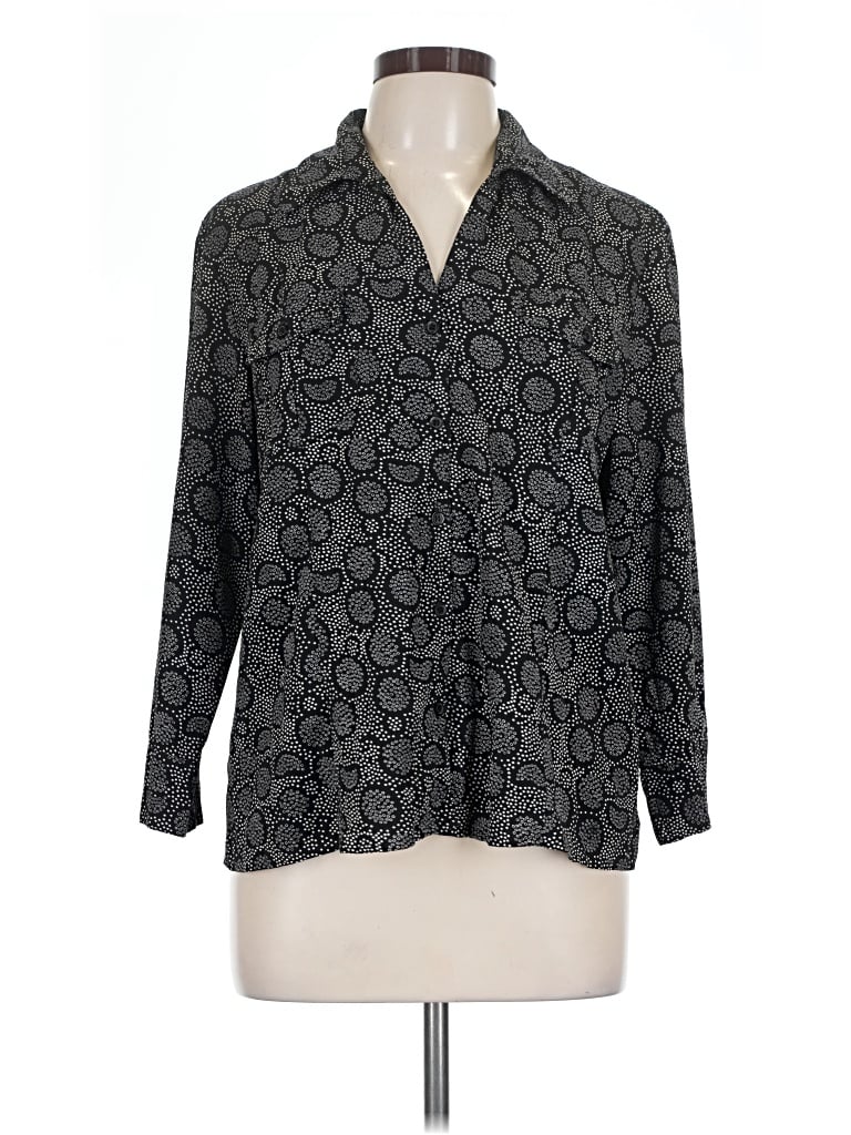 Pre-owned Notations 3/4 Sleeve Blouse In Black