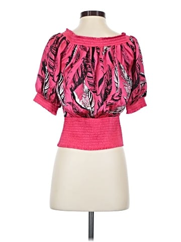 Bebe Short Sleeve Silk Top (view 2)