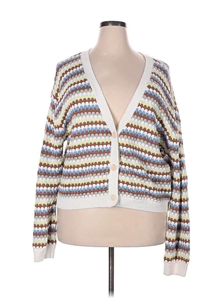 Pre-owned Stitches & Stripes Cardigan Sweater In White