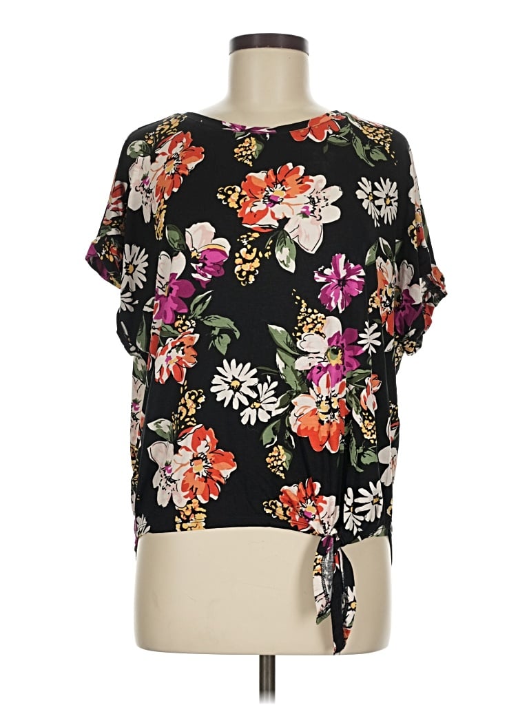 Pre-owned Agnes & Dora Short Sleeve Blouse In Black