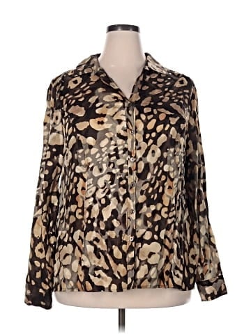 Jones New York Collection Long Sleeve Silk Top (view 1)
