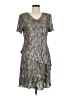 Connected Apparel 100% Polyester Metallic Silver Cocktail Dress Size 8 - photo 1