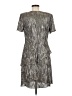 Connected Apparel 100% Polyester Metallic Silver Cocktail Dress Size 8 - photo 2