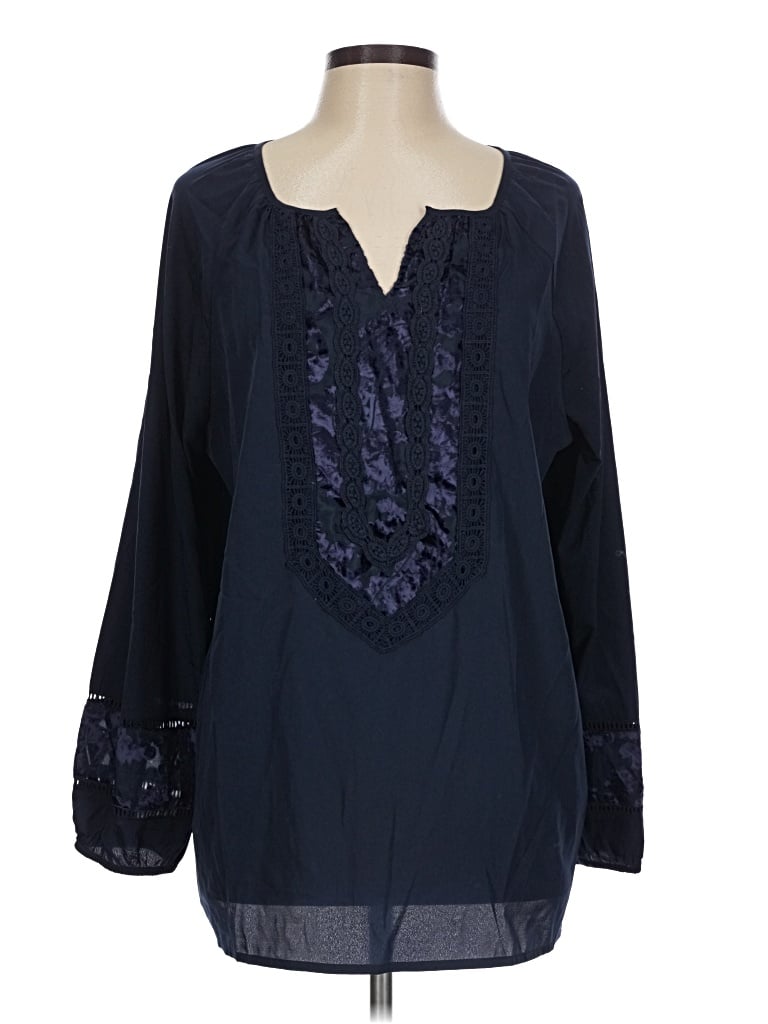 Pre-owned Chico's 3/4 Sleeve Blouse In Blue