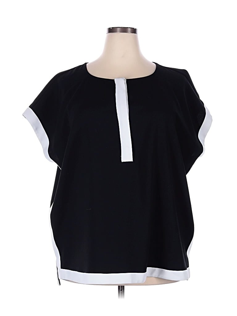 Pre-owned Alfani Short Sleeve Blouse In Black