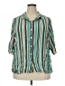 Catherines 100% Rayon Stripes Teal 3/4 Sleeve Button-Down Shirt Size 2X - photo 1