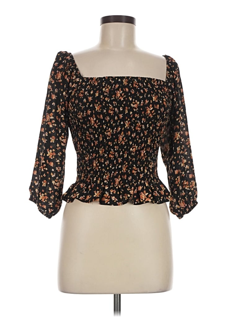 Pre-owned Paper Crane 3/4 Sleeve Blouse In Black