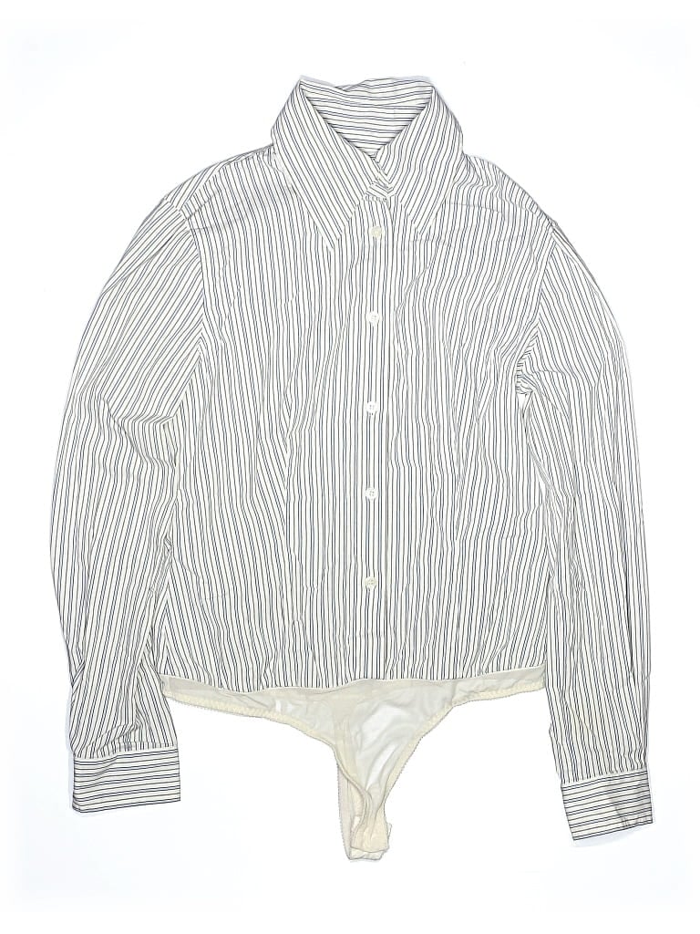 Pre-owned Moda International Long Sleeve Button Down Shirt In White